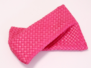 [1 jpy start ] Cross clutch bag pink leather 