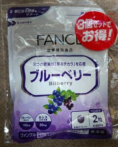 ファンケル ブルーベリー 90日分 30粒×3個セット FANCL 賞味期限:2025.12