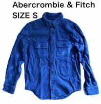 【送料無料】中古 Abercrombie & Fitch アバクロンビー&フィッチ 長袖 シャツ ボタンダウン ネルシャツ ブルー サイズ S_画像1