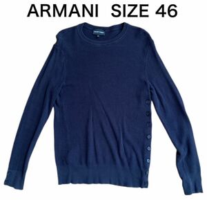 【送料無料】中古 EMPORIO ARMANI エンポリオ アルマーニ 長袖 シャツ ボタン多数 ネイビー サイズ46