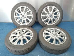 ★8-8.5分山★21年製★ ダンロップDIGI-TYRE EC202 155/65R14　社外ホイール 14×4.5J +45 4H-100 4本セット 軽自動車等　E617