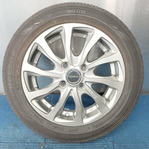 ★8-8.5分山★21年製★ ダンロップDIGI-TYRE EC202 155/65R14 社外ホイール 14×4.5J +45 4H-100 4本セット 軽自動車等 E617の画像4