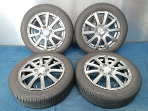 ★8-8.5分山★21年製★ グッドイヤーEfficientGrip ECO 155/65R14　社外ホイール 14×4.5J +45 4H-100 4本セット 軽自動車等　E619