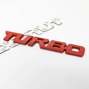 【送料無料】TURBO ロゴ レッド (大) エンブレム メタル ステッカー 外装 内装 カスタムパーツ ターボ 車 汎用品 翌日発送