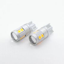 【送料無料】爆光 最新 モデル ショートタイプ 12V アンバー T10 T16 兼用 無極性 LED バルブ ウェッジ球 2個set ポジション 翌日発送_画像3