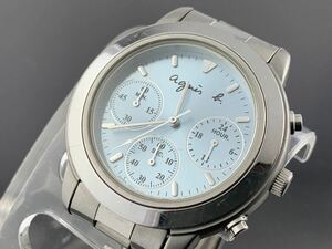 [A1304]1円～☆メンズ腕時計 クォーツ SEIKO セイコー アニエスベー クロノグラフ V654-6100 動作品