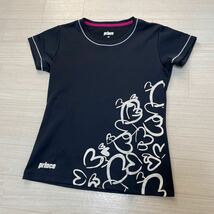 prince プリンス レディース テニスウェア 半袖シャツ ゲームシャツ ブラック黒 サイズM 美品_画像1