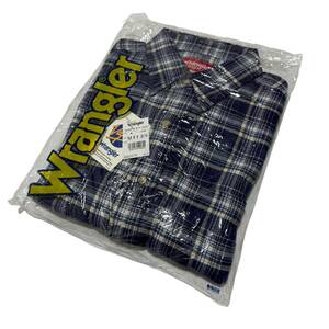 未使用 Wrangler AMERICA ラングラー アメリカ 長袖 ネルシャツ M ネイビー系 メンズ シャツ アメカジ デッドストック 24-0328