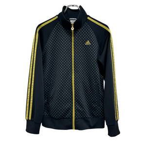 adidas アディダス ドット柄 三本線 ジャージ ジャケット L ブラック ゴールド レディース アディダスジャパン 24-0425