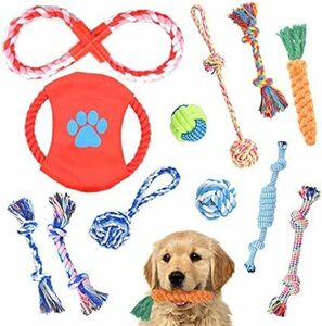 犬ロープおもちゃ 12個セット 犬おもちゃ Fohil 噛むおもちゃ ストレス解消 天然コットン 歯磨き 清潔 丈夫 耐久性 犬知