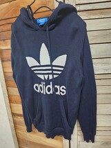 アディダス オリジナルス ニット パーカー ビックトレファイルロゴ レディース size L_画像1