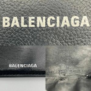 1円【美品・定価約6万】BALENCIAGA バレンシアガ 三つ折り財布 Cash ミニウォレット グレインカーフスキン 本革 ブラック 黒の画像9