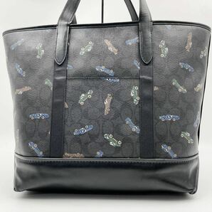 1円【極美品・入手困難】COACH コーチ トートバッグ ハンド シグネチャー ウェストカープリント 車柄 総柄 PVC レザー ロゴ型押し メンズの画像3