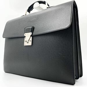 1円【入手困難】LOUIS VUITTON ルイヴィトン ビジネスバッグ ブリーフケース タイガ モスコバ アルドワーズ レザー 本革 ブラック メンズ