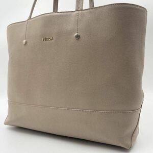 1円【美品・定番品】FURLA フルラ トートバッグ ハンド ビジネスバッグ レザー 本革 ベージュ A4◎ 肩掛け◎ ロゴ金具 メンズ