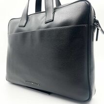  1円【定価約5万】EMPORIO ARMANI エンポリオアルマーニ ビジネスバッグ ハンド ブリーフケース ブラック 黒 レザー 本革 ロゴ金具 メンズ_画像1