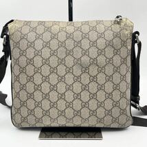 1円【定価約15万】GUCCI グッチ ショルダーバッグ GGスプリーム 総柄 ベージュ ダークブラウン 茶色 バイカラー レザー 本革 メンズ GG柄_画像3