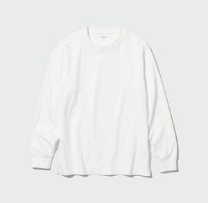 新品■UNIQLO エアリズムコットンUVカットクルーネックT サイズL ホワイト ユニクロ 長袖 白