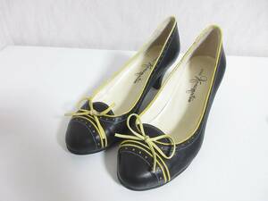 GINZA Kanematsu Ginza Kanematsu ribbon leather heel pumps 23.5 black hj1207