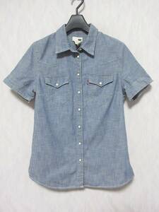 Levi's リーバイス 半袖 ワークシャツ レディース S ブルー系　　irmri yg5563