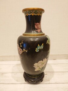 sr1234 053 中国花瓶 花柄 高さ約30センチ 花瓶 花器 中国 中国美術 花入 骨董 骨董品 現状品 中古