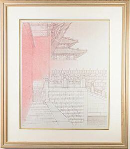 【真作】田渕俊夫　「故宮」　オリジナル　リトグラフ　版画　版画 日本画 (2/100)