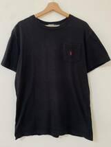 90s USA製 ラルフローレン ブラック ポケットTシャツ POLO Ralph Lauren M 黒　ポニー刺繍_画像3