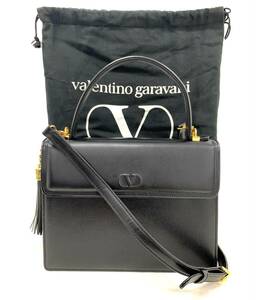 T04/084 VALENTINO GARAVANI ヴァレンティノ ガラヴァーニ タッセル ハンドバッグ ショルダーバッグ 2WAY トップハンドル ゴールド金具