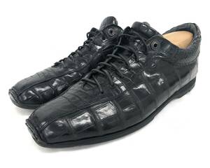 T04/146 GIORGIO ARMANIjoru geo Armani black ko leather sneakers leather shoes black 