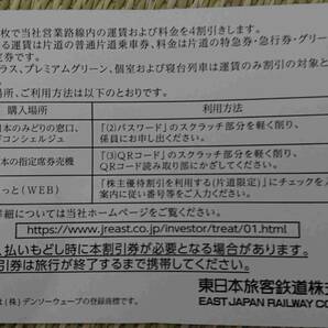 ⑥2枚 JR東日本 株主優待割引券 4割引 クーポン 東日本旅客鉄道 旅行 出張 観光 宿泊 新幹線 特急 東京 東北 上越 山形 秋田 ジェイアールの画像2