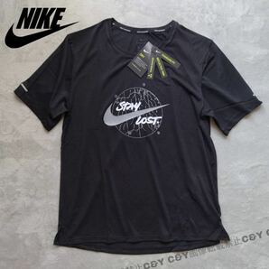 格安送料 Mサイズ 新品 NIKE ナイキ running ランニングウェア 半袖 Tシャツ 黒 ブラック マラソン 陸上 ジョギング ワイルド DA0217-010の画像1