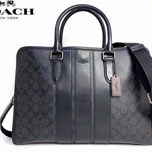 美品☆送料無料★ コーチ COACH メンズ シグネチャー ボンド 2Way ビジネスバッグ ブリーフ ショルダーバッグ