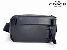 極美品★送料無料★ コーチ COACH メンズ レザー ミニ エッジ ウエスト ベルト バッグ ショルダーバッグ ブラック_画像1