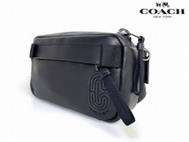 極美品★送料無料★ コーチ COACH メンズ レザー ミニ エッジ ウエスト ベルト バッグ ショルダーバッグ ブラック_画像3