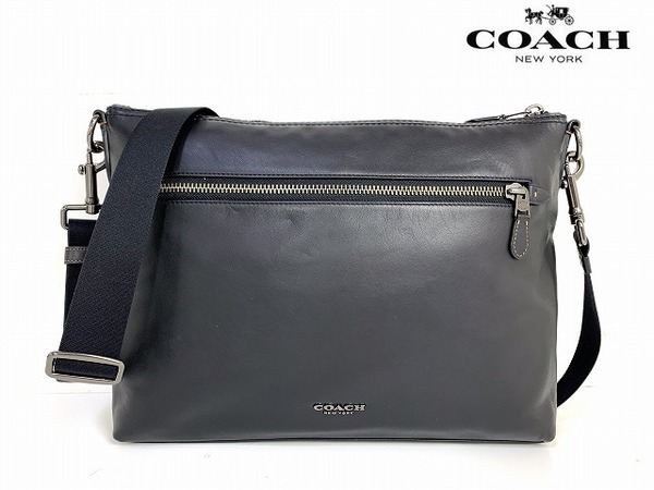 極美品★送料無料★ コーチ COACH メンズ グラハム レザー メッセンジャーバッグ ショルダーバッグ ブラック