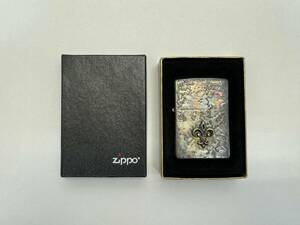 【KM119】Zippo ジッポー　ライター　ユリ　METAL　2003年　火花未確認　オイルライター　喫煙具　