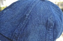 Denim Cap　ハンチングキャップ　ウオッシュ加工　デニムブルー　新品　鳥打帽　経年変化　ユーズド仕上げ_画像6