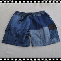 Crazy Pattern Shorts Denim クレイジーパターンデニムショーツ 6p　フリーサイズ　24-4P-11　リメイク　アップサイクル_画像1