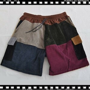 Crazy Pattern Shorts クレイジーパターンショーツ　コーデュロイ6P　フリーサイズ　24-4P-17　リメイク　アップサイクル