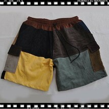 Crazy Pattern Shorts クレイジーパターンショーツ　コーデュロイ6P　フリーサイズ　24-4P-15　リメイク　アップサイクル_画像1