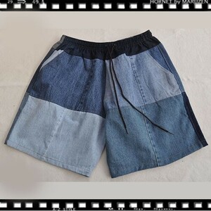 Crazy Pattern Shorts Denim クレイジーパターンデニムショーツ 4p　フリーサイズ　24-4P-19　リメイク　アップサイクル