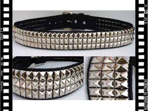 V pillar mid studs 3 ream belt black book@ cow leather new goods 