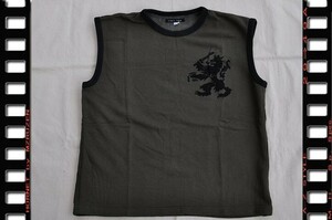 ▼ノースリーブスエットシャツprintオリーブドラブサイズＬ新品