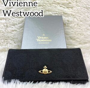 【未使用級・廃盤】希少柄　ヴィヴィアンウエストウッド　長財布　オーヴ　総柄　レザー Vivienne Westwood 刺繍