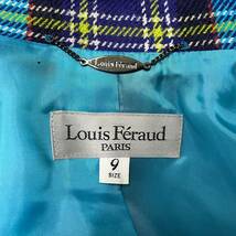 BCg301ハ 80 Louis Feraud ルイ フェロー スカートスーツ サイズ9 ブルー系 水色 チェック柄 セットアップ レディース 服 洋服_画像6