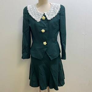 BCg060ハ 80 GINZA MAGGY 銀座マギー セットアップ サイズ7 グリーン スカート スーツ ジャケット No.704-245 服 洋服 レディース