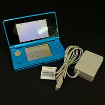 BDg230R 60 読込◯ まとめ Nintendo 3DS CTR-001 本体 ACアダプター アクアブルー ソフト マリオカート7 充電器付 ゲーム機 任天堂 セット_画像1