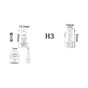 LEDフォグランプ H3 DC12V/24V 8000ルーメン 6000K ホワイト 2個セット 1年保証[M便 0/1]の画像7