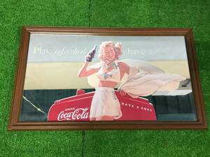 ◎ コカコーラ Coca-Cola ブランドウォールミラー 49×29×2cm 水着女性 鏡 ミラー インテリア アンティーク 21-20