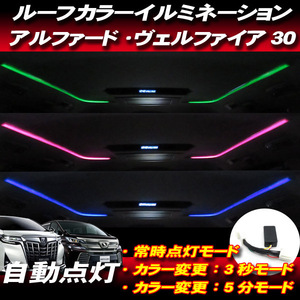 トヨタ アルファード ヴェルファイア 30系 / LEDルーフカラーイルミネーション 自動点灯化キット 点灯色自動変更モード 取説付き